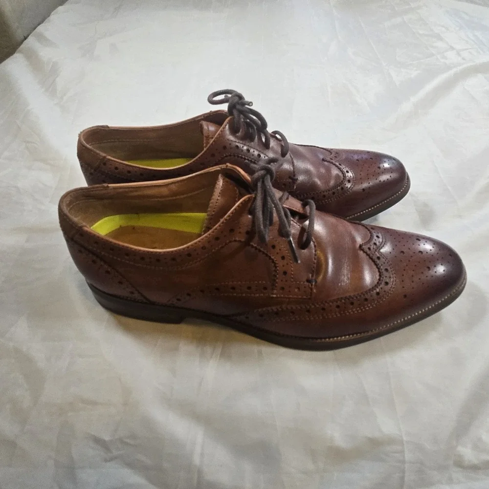 Florsheim Comfortech Ortholite Wingtip Oxford Brogue Brown Leather Men's 9.5M